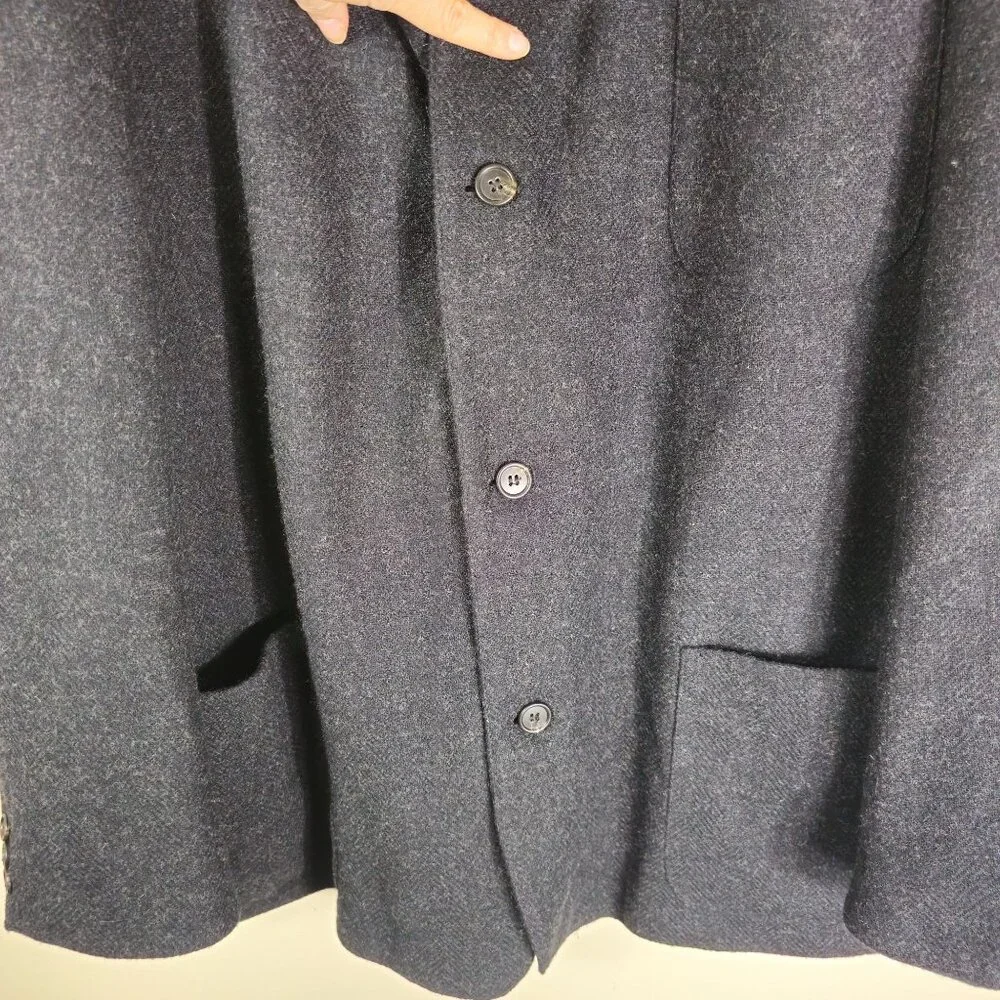 Vintage J.Crew Oarsman Wool Herringbone Blazer Jacket XL Gray Ivy League Preppy